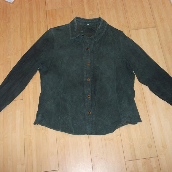 CAbi 143 Size XL 100% Leather Green Shirt Jacket - Picture 8 of 8